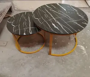 Modern MDF Nesting Coffee Table Set – Black Marble Finish