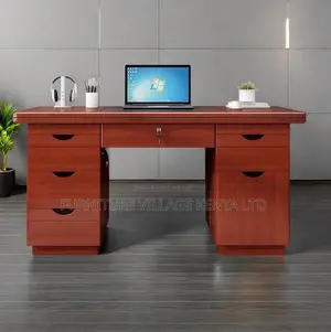 Mahogany Office Desk With Lockable Drawers