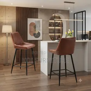 Barstools; Non Swivel Leather Barstool With Mid Backrest