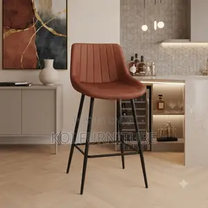 Barstools; Non Swivel Leather Barstool With Mid Backrest