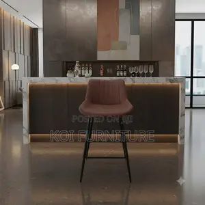 Barstools; Non Swivel Leather Barstool With Mid Backrest