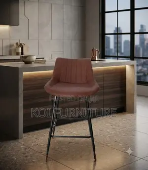 Barstools; Non Swivel Leather Barstool With Mid Backrest