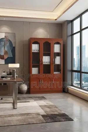 Office Cabinet; Three Doors Execiutive Cabinet With Mahogany Finish