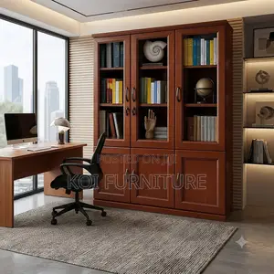 Office Cabinet; Three Doors Execiutive Cabinet With Mahogany Finish