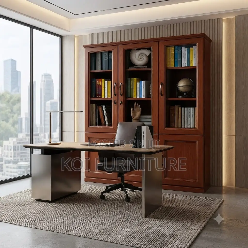 Office Cabinet; Three Doors Execiutive Cabinet With Mahogany Finish