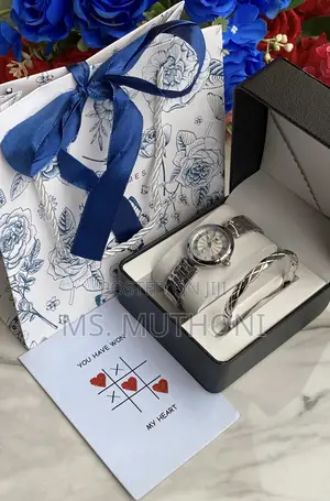 Minimalist Bangle X Wrist Watch Jewelry Sets for Her