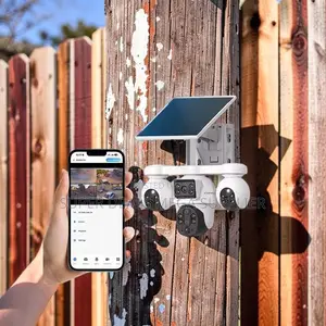 V380 Pro 20mp 4g PTZ Rotating Triple Lens Solar Camera Easy Install
