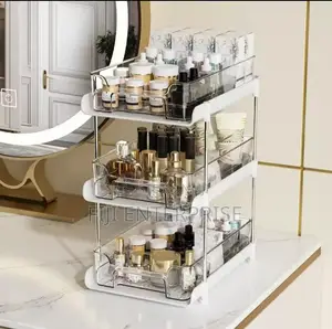 3-Layer Multifunctional Storage Rack Acrylic Tray Metal Stand
