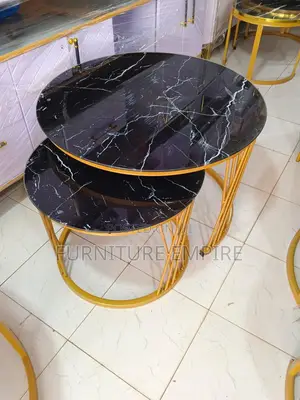 Black Marble Coffee Table With Gold Finishing