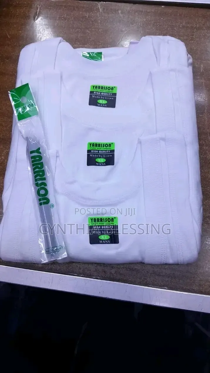 3 PCS 100% Men's Cotton Vests-White