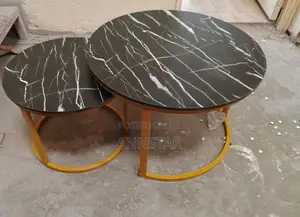 Black Nesting Coffee Table Marble Effect (Mdf)