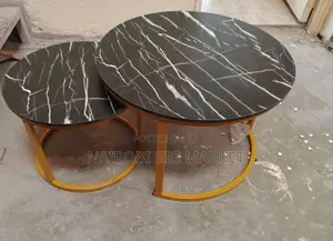Black Nesting Coffee Table Marble Effect (Mdf)