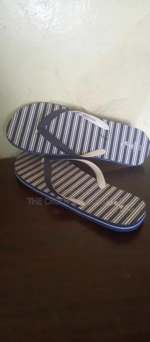 George Navy Striped Flip-Flops.