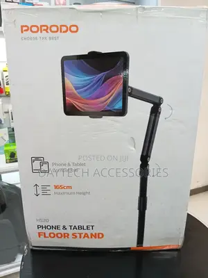 Porodo Phone Tablet Floor Stand 165cm Maximum Height- Black