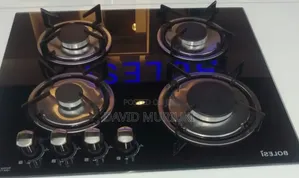 Bolesi Hob 4 Gas Burners Inbuilt Glass Tampared Gas Hod