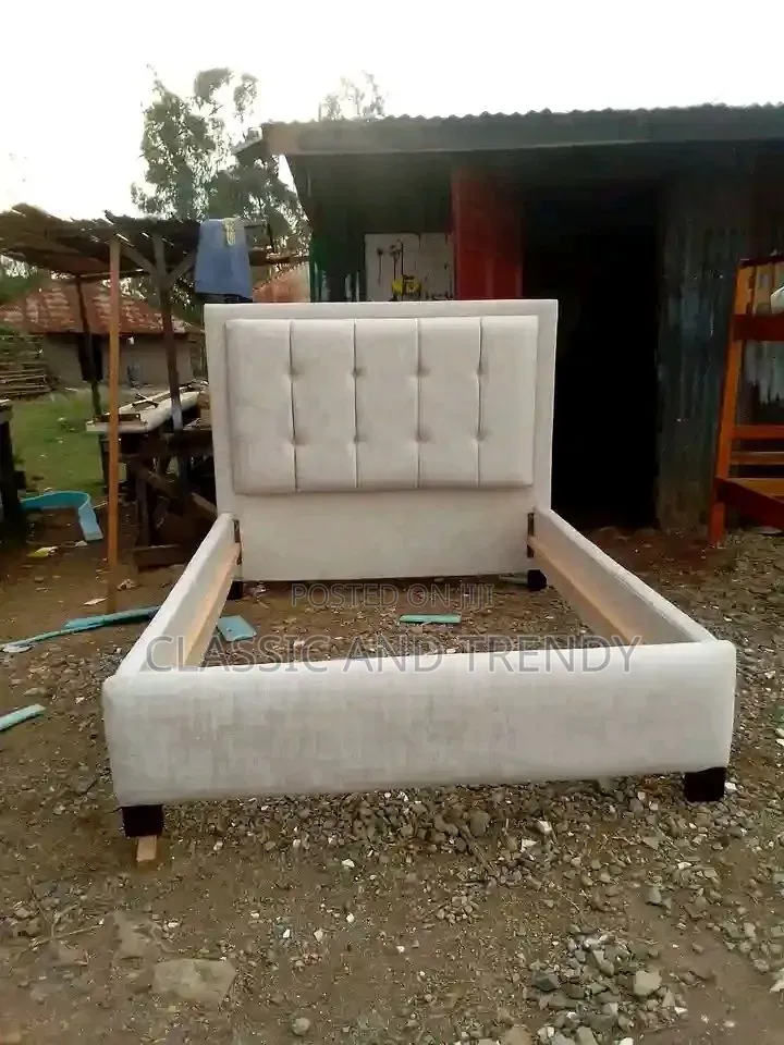 4x6 Cream Upholstered Bed