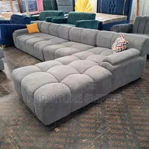 7-Seater Light Grey Bubble Fabric L-Shaped Sofa