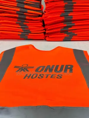 Orange Reflector Vest With Blue Branding