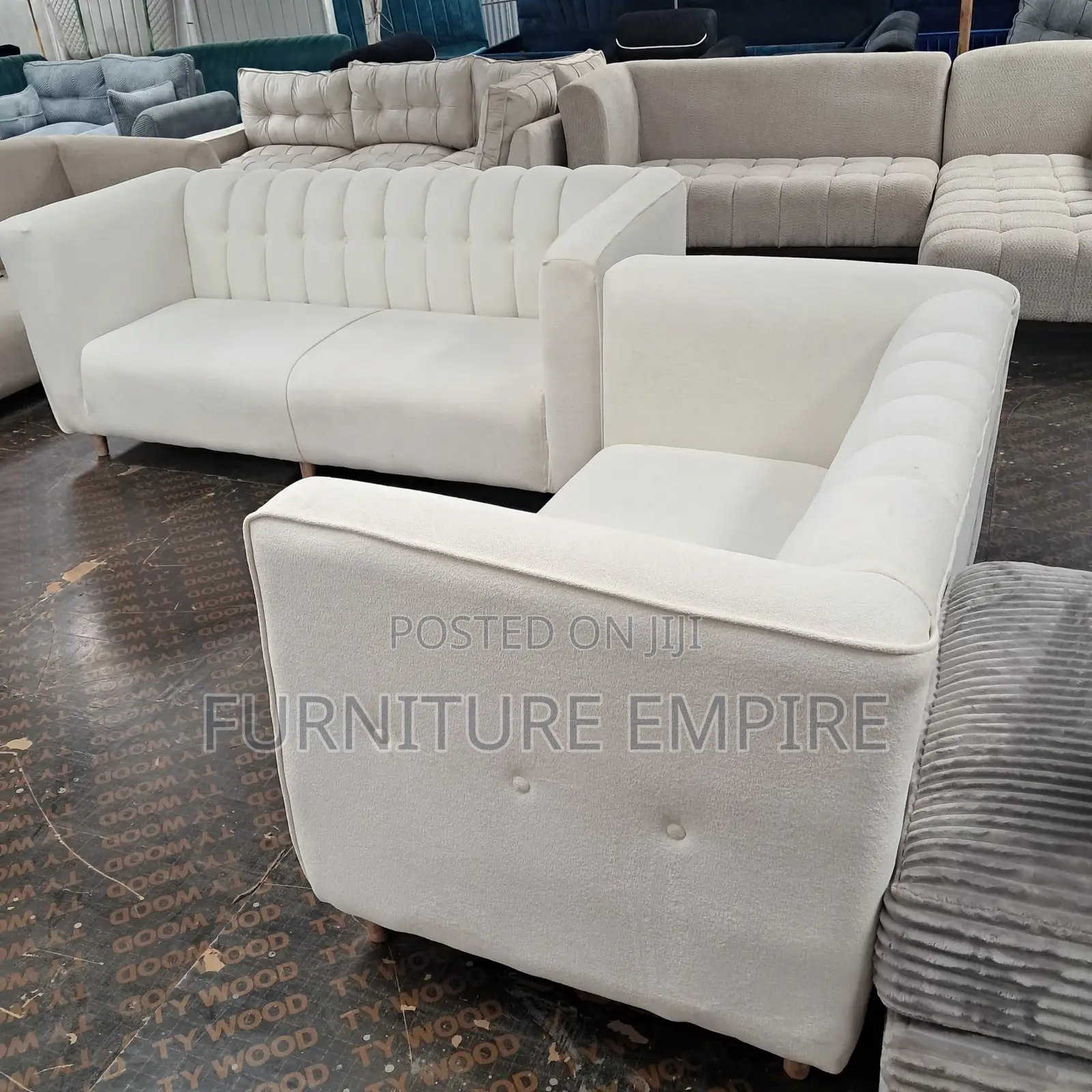 5-Seater 3+2 White Sofa Set