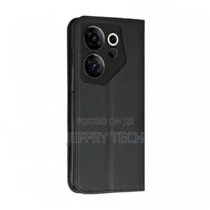 Tecno Camon 20 Phone Case, Wallet-Style Black Retro Leather Flip Cover