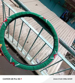 46cm Handmade Kenyan Flag Beaded Steering Wheel Cover