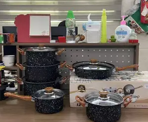 12 Pieces Non Stick Cooking Pots (With Wooden Handles)