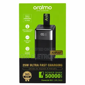 Original Oraimo Powerjet501 50000mah 85w Ultra Fast Charging Powerbank