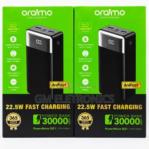 Oraimo Powernova Q31 30000mah 22.5w Fast Charging Powerbank
Available