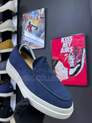 Navy Blue Double Sole Loro Piana Loafers