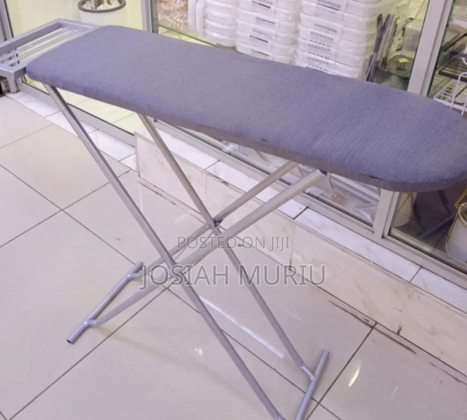Grey Metallic Iron Board With Non Slip Feet