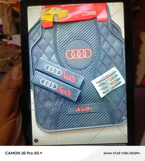 Combined Audi Branded Mats With Safety Belt Pad With Edges Guard