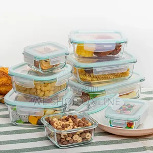 8pc Set Rectangular Borosilicate Glass Microwave/Oven Safe Container