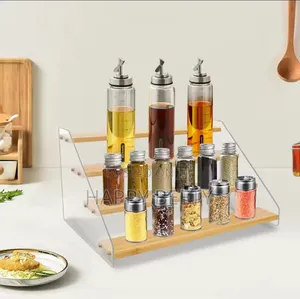 * 4 Tier Bamboo and Acrylic Multi Purpose Stand