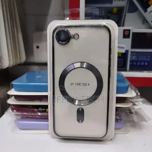 iPhone 16e Phone Case, Black Electroplated Clear Case With Magnet For