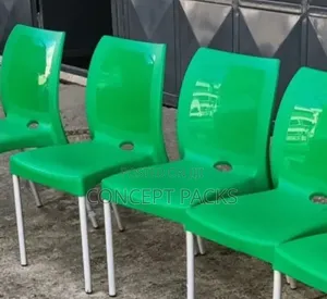 Leaf Green Armless Plastic Chair With Metallic Legs