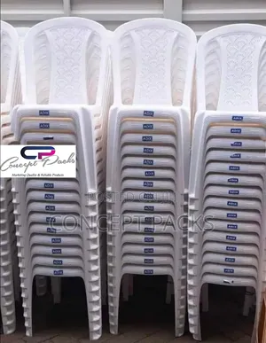 Armless Adix White Plastic Chairs.