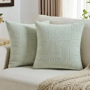 2 PCS Soft Chenille Geometric Textured Throw Pillow Covers