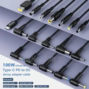 100w Type-C Pd to Dc Decoy Cable – Laptop Charger, Big Pin, Small Pin
