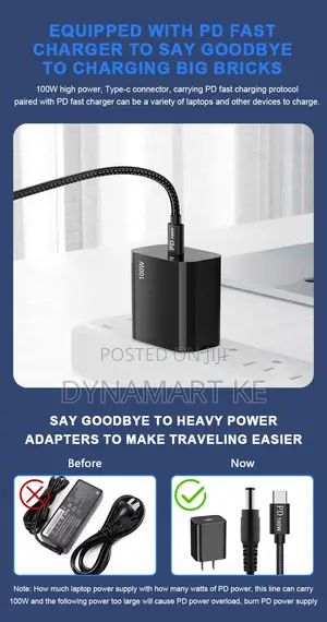 100w Type-C Pd to Dc Decoy Cable – Laptop Charger, Big Pin, Small Pin