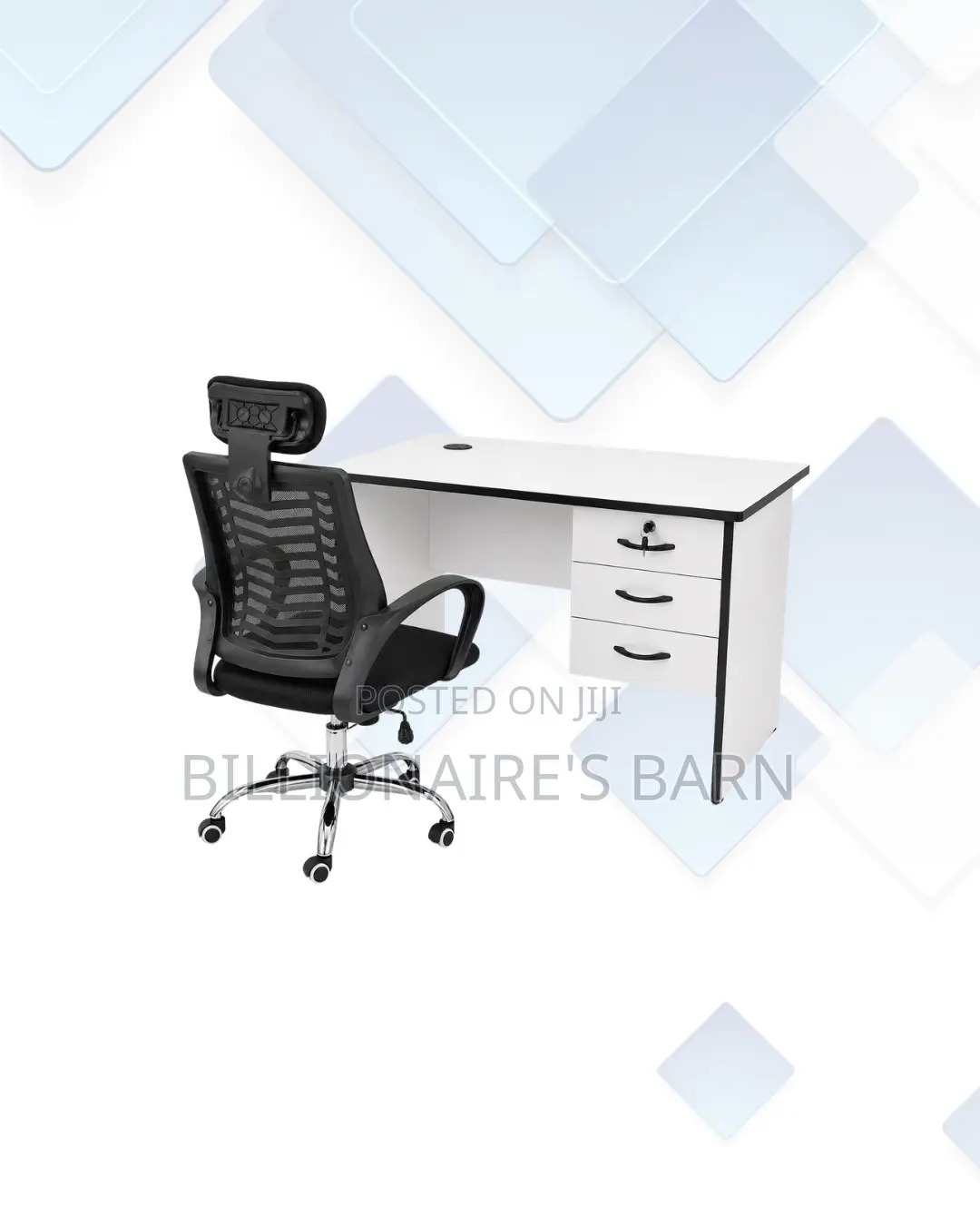 Compact 1m Desk and Headrest Mesh Chair for Focused Work