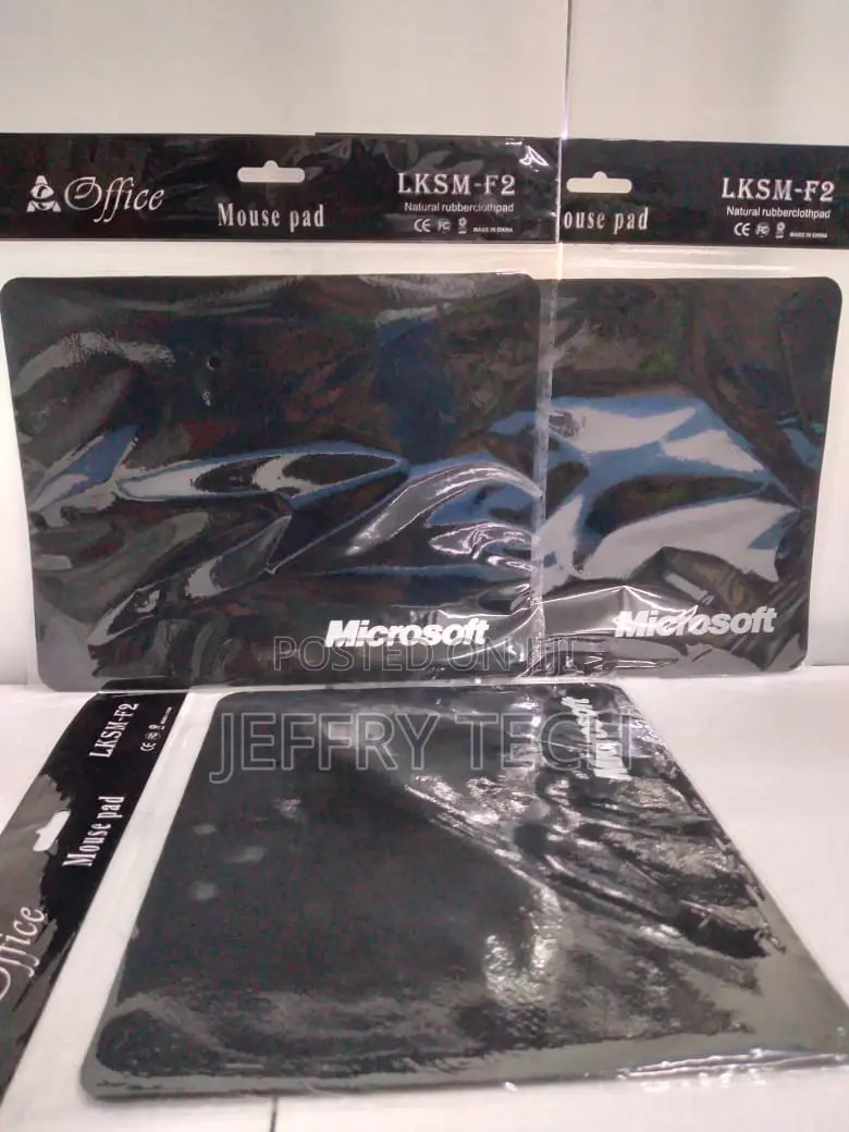 Microsoft-Branded Mouse Pads With a Natural Rubber Cloth Surface.