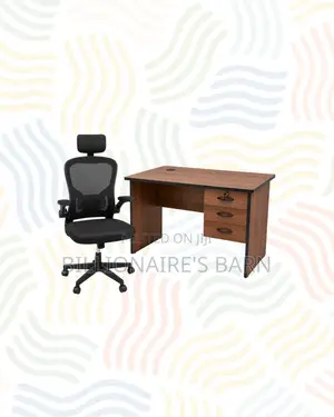 Compact 1m Desk Black Flip-Up Arms Ergonomic Chair for Focused Work
