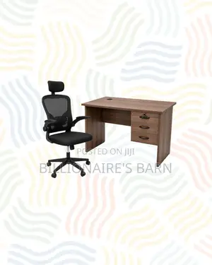 Compact 1m Desk Black Flip-Up Arms Ergonomic Chair for Productivity