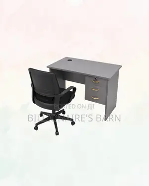 Compact 1m Desk and Black Mid-Back Mesh Chair for Desk Productivity