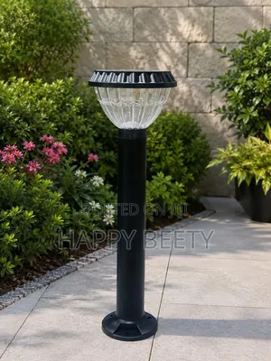 Black Solar-Powered Garden Lamp Light Led Bollard Light