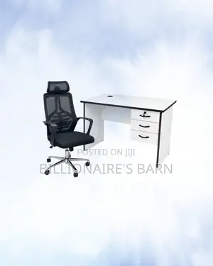 Compact 1m Desk and High-Back Ergonomic Mesh Chair for Office Tasks