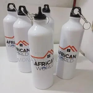 White Aluminum Water Bottles Branded