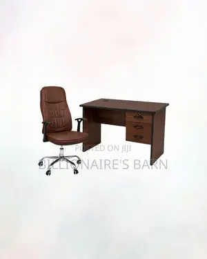 Compact 1m Desk Brown Executive Leather Chair for Desk Productivity