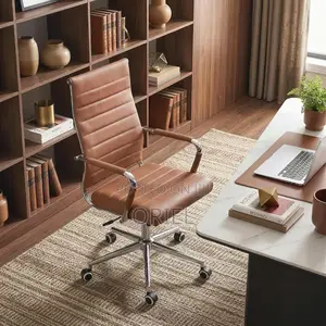 Office Chair : High-Back Brown Leather Staff Chair