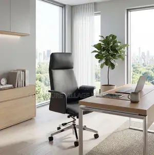 Executive Office Chair With Leather Upholstery